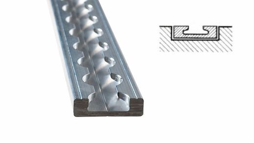 Rail d'arrimage rectangulaire bas et encastré en aluminium aéronautique