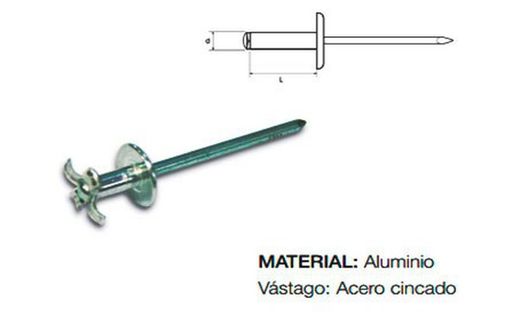 Rebite de alumínio com cabeça de flor larga