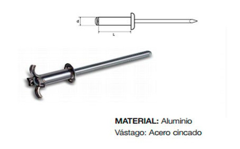 Remache Tubular Flor Aluminio / Acero