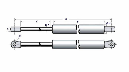 Molas a gás para levantamento de portas Pommier