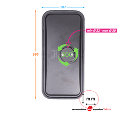 Retrovisor principal universal brida de fijación regulable Ø 22 a 30 mm