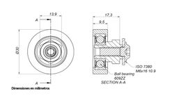Deckenlager Ø 30 x 9'5 M6 (Packung 10 Stück)