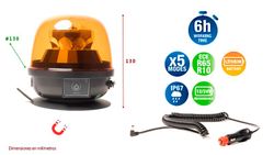 Rotativo âmbar com bateria de lítio recarregável