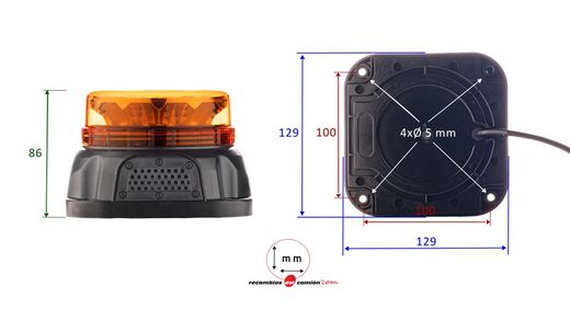 LED rotativo 3 funções com alarme 107db 12/24V ECE R65