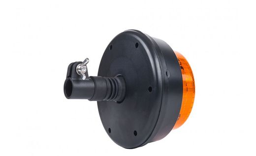 Flash LED âmbar rotativo Horpol para montagem em tubo (fechando com parafuso). Atende ao padrão R65 para uso em estrada.