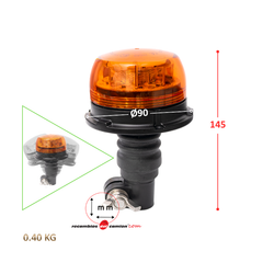 Rotativo Led ámbar Super mini base tubular flexible 12/24 volts