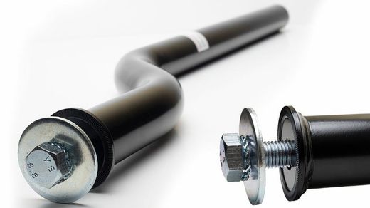 Mudguard support tube Ø 42 mm curved 75 cm with round base with screw