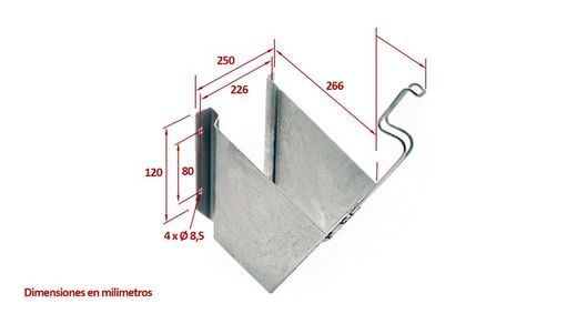 Galvanized metal support for wheel chock R56