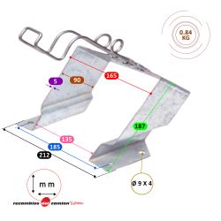 Metal support for wheel chock 160 mm