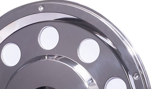 Stainless steel integral rear hubcap for 22.5 truck rims (2 units)