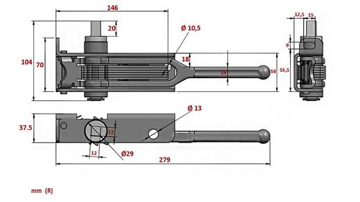 Right canvas tensioner with slot adapter