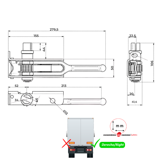 Right canvas tensioner with slot adapter