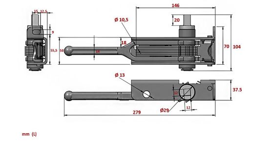 Tensor lona izquierdo con adaptador de ranura