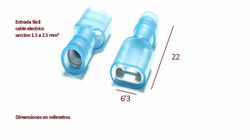 Cavo nylon blu preisolato terminale faston femmina 1,5-2,5 mm²