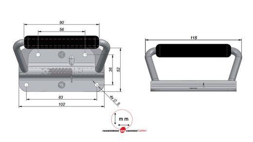 Maçaneta para porta em ferro zincado com maçaneta fechada 115