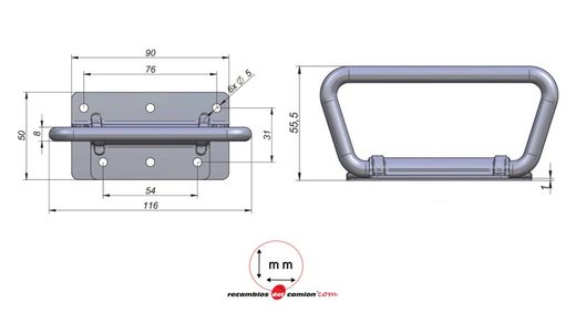 Maçaneta para porta em inox com maçaneta fechada 116