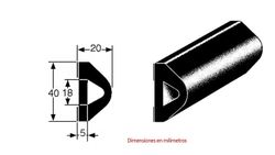 Flexible EPDM rubber adhesive molding 40 dimensions height 40 x width 20 mm (cut by meter)