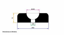Medium round rubber bumper with central hole in black Cheston