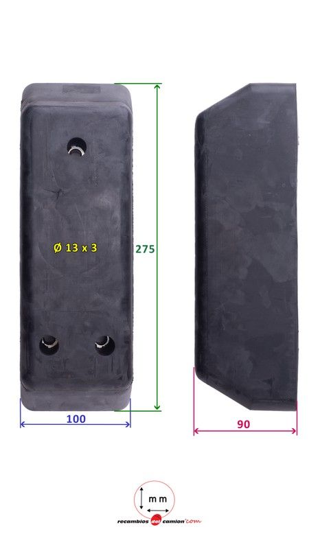 Rear rubber stopper 275x100x90 mm Krone type