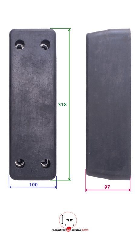 Rear rubber stopper 318x100x95 mm Krone type