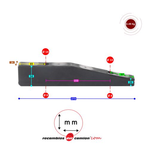 Upper rear side rubber stop, Schmitz type