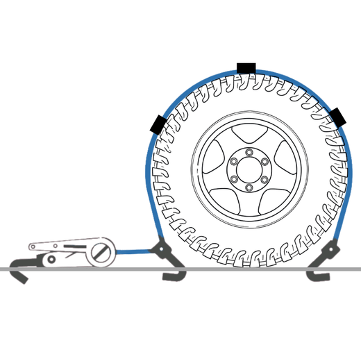 Sangle porte-voitures Sangle 3 crochets 2,5 m EN 1295-2
